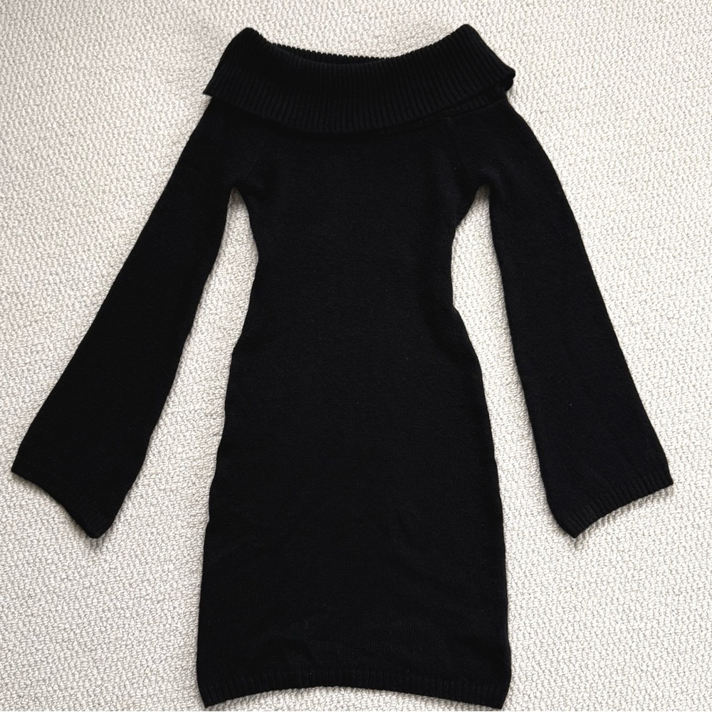 Na-Kd Knitted Fold Over Bell-Sleeve Mini Dress Size XXS - Picture 2 of 11